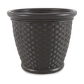 Suncast Sonora 18 Inch Lightweight Durable Plastic Wicker Decorative Flower Planter Pot for Yard, Garden, Indoor or