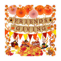 Famoby FRIENDSGIVING Paper Banner Triangular Bunting Maple Leaf Garland Plastic Streamer Paper Fans for Autumn Harvest Thanksgiving Day Party Decoration (Not Burlap)