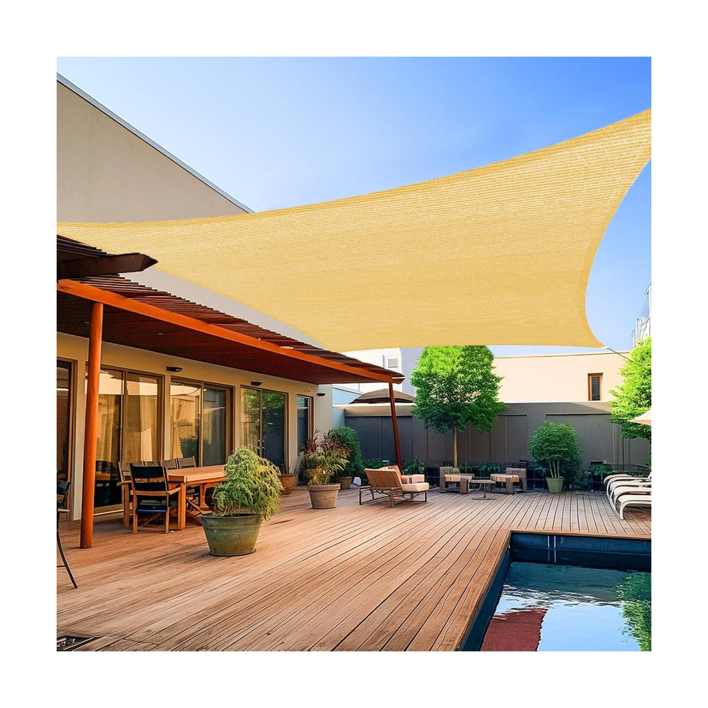 Shade&Beyond 8'x10' Sun Shade Sails Canopy Rectangle Sand 185GSM Shade Sail for Patio Deck Yard Backyard, (We Make