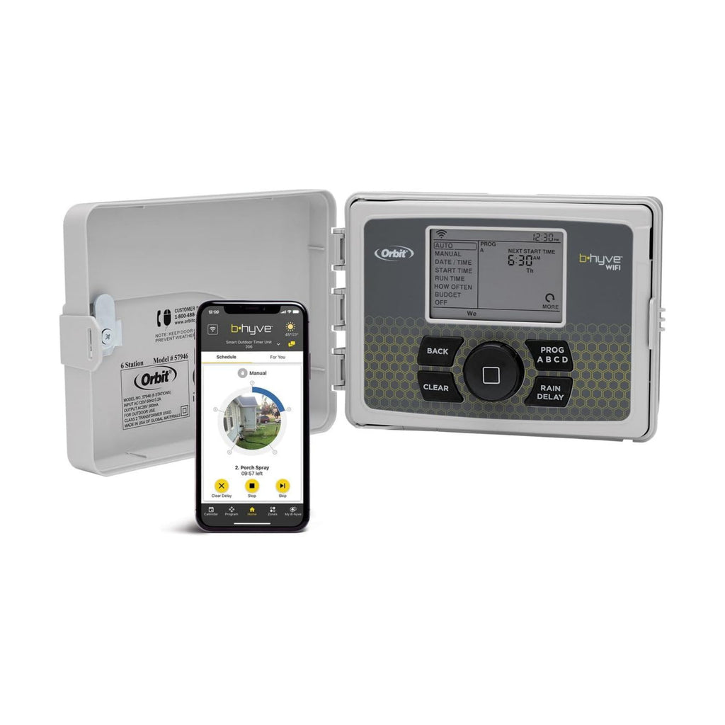 Orbit B-hyve Smart Indoor/Outdoor Sprinkler Controller - 6-Zone - App Controlled Smart Controller with Custom