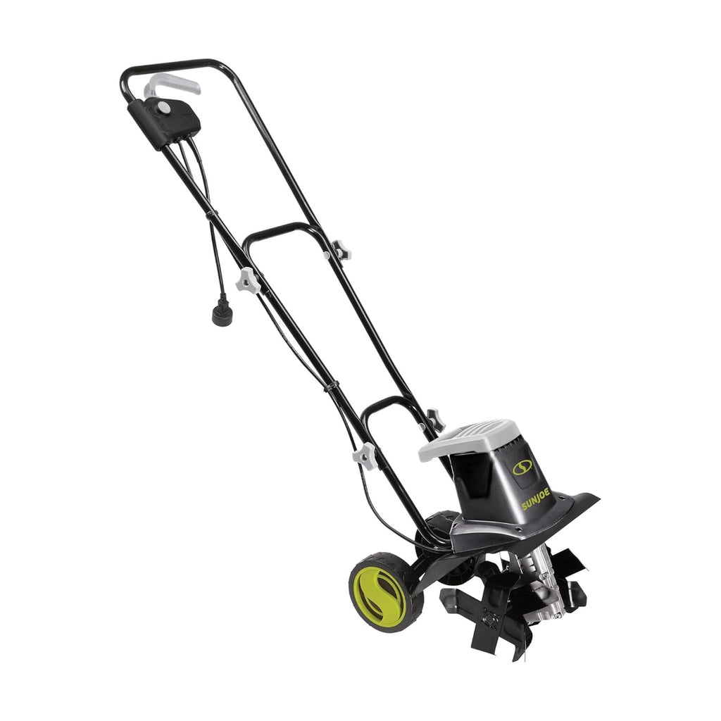Sun Joe Electric Garden Tiller and Cultivator with 3 Position Height Adjustment Maximum 12-inch Cultivating Width and 8