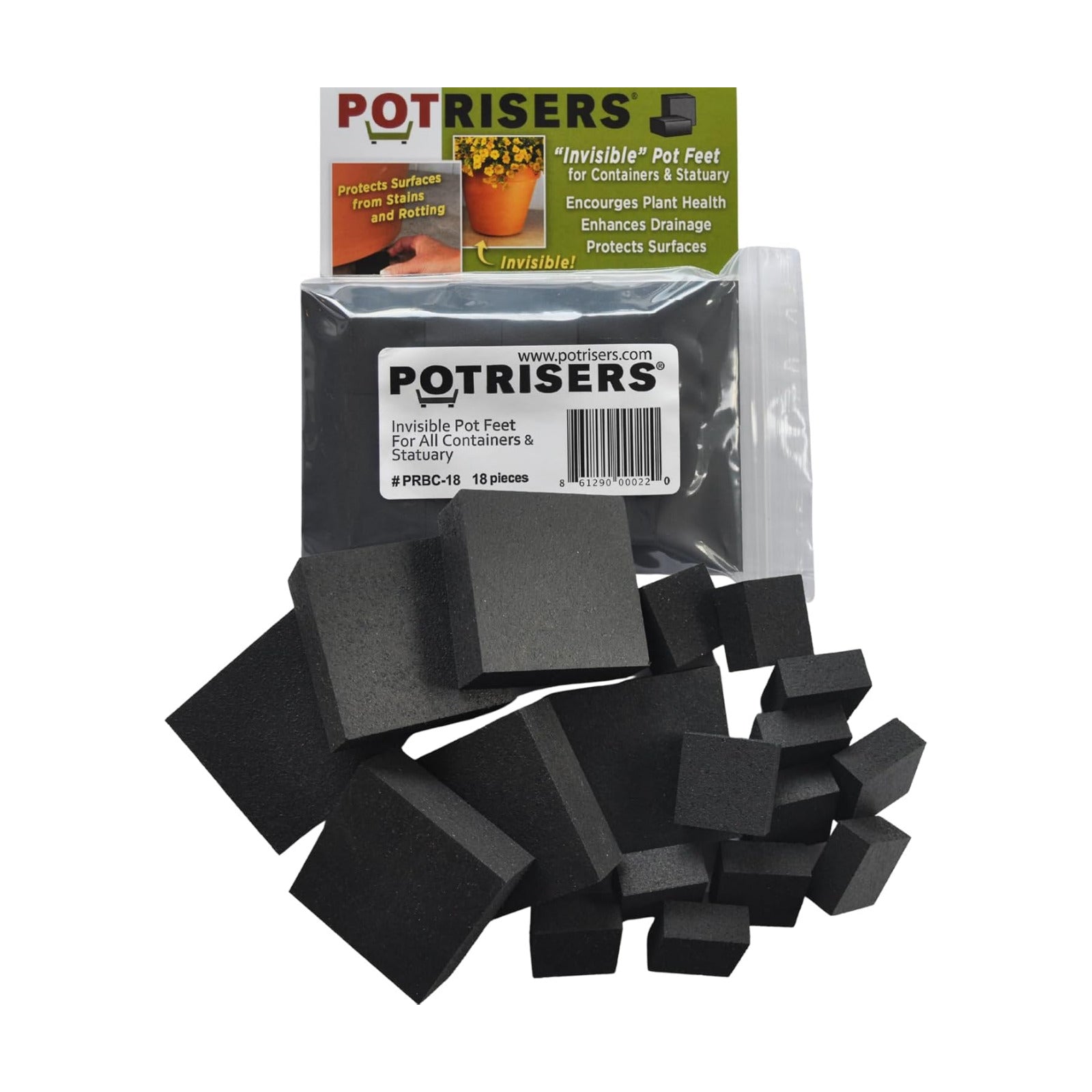 Combo Pack 18 Pieces (12 Standard 1" + 6 Large 2") | Invisible Pot Feet & Plant Risers | Drainage & Airflow for