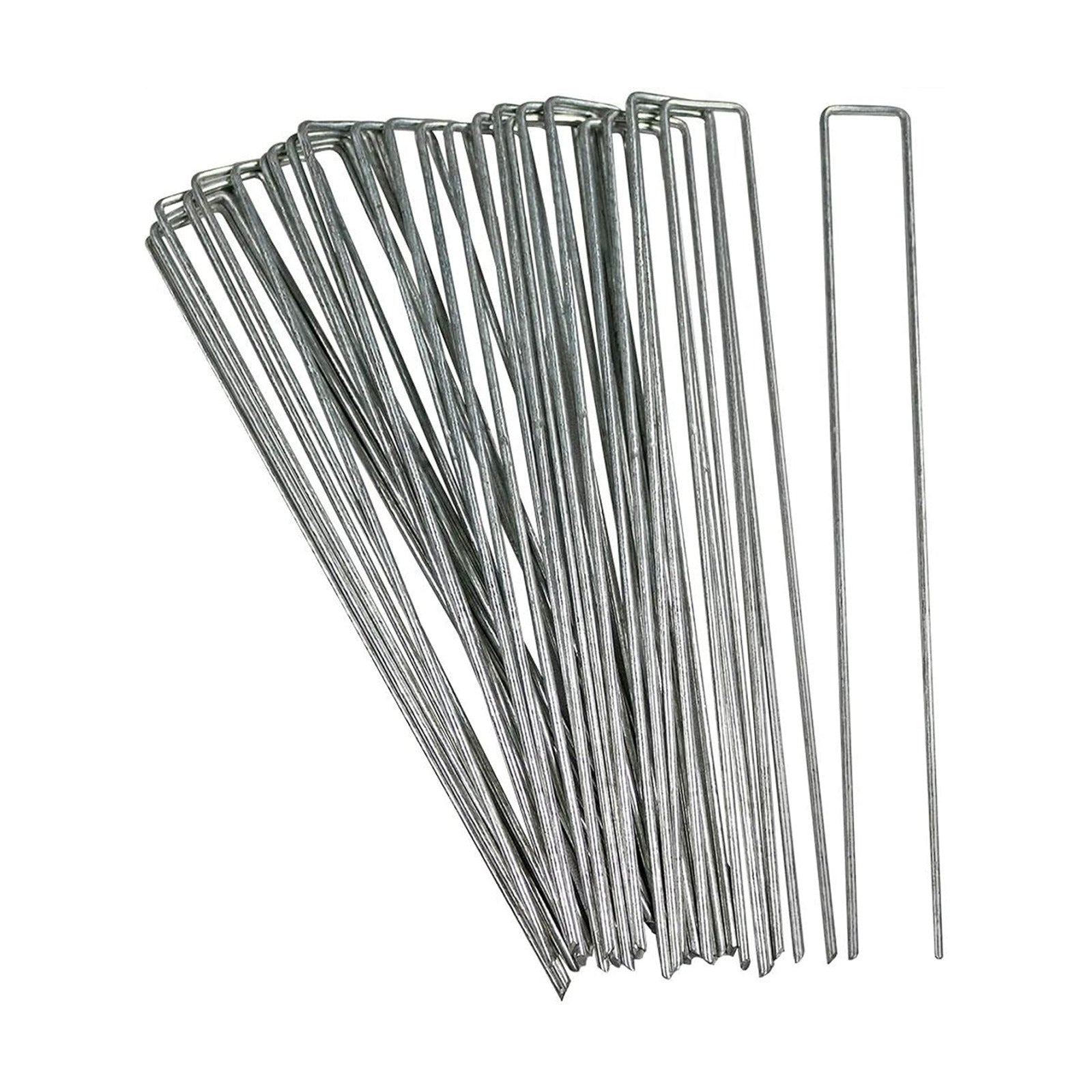 Sunnydaze 25-Pack Steel Galvanized Garden Stakes for Landscaping, 12-Inch | Extra-Long Length, U-Shape Landscape