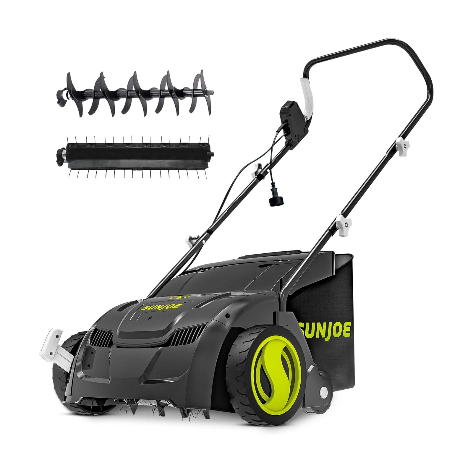 Sun Joe Electric Dethatcher & Scarifier, Corded, with 8-Gal Bag, 12.6-Inch Cutting Width, 12-Amp Motor - Heavy-Duty