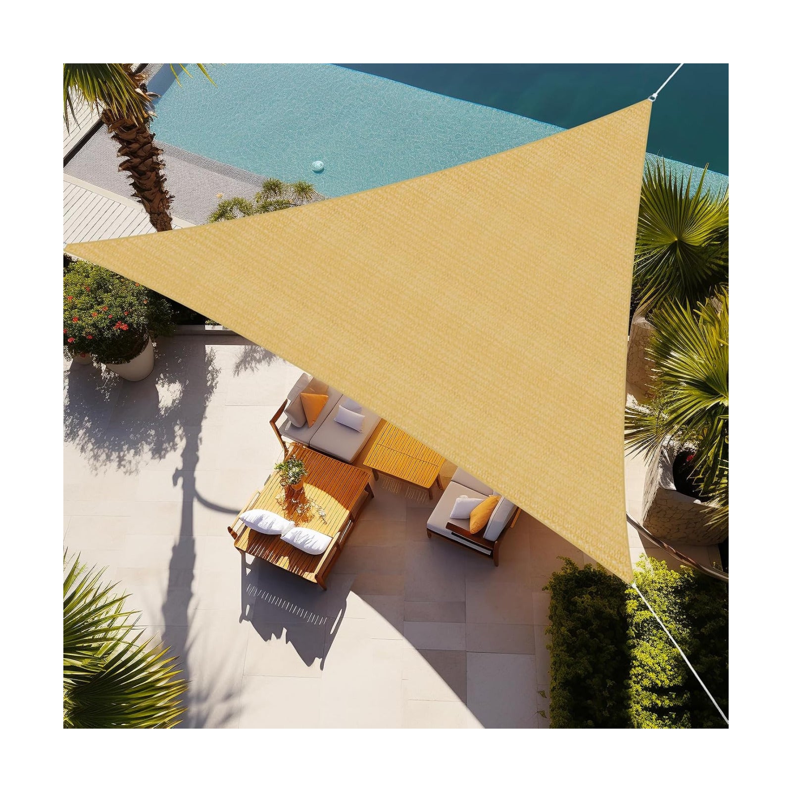 Shade&Beyond Triangle Sun Shade Sail 16'X16'X16' Permeable Canopy Sand for Patio Garden Yard Deck Pergola (We Make