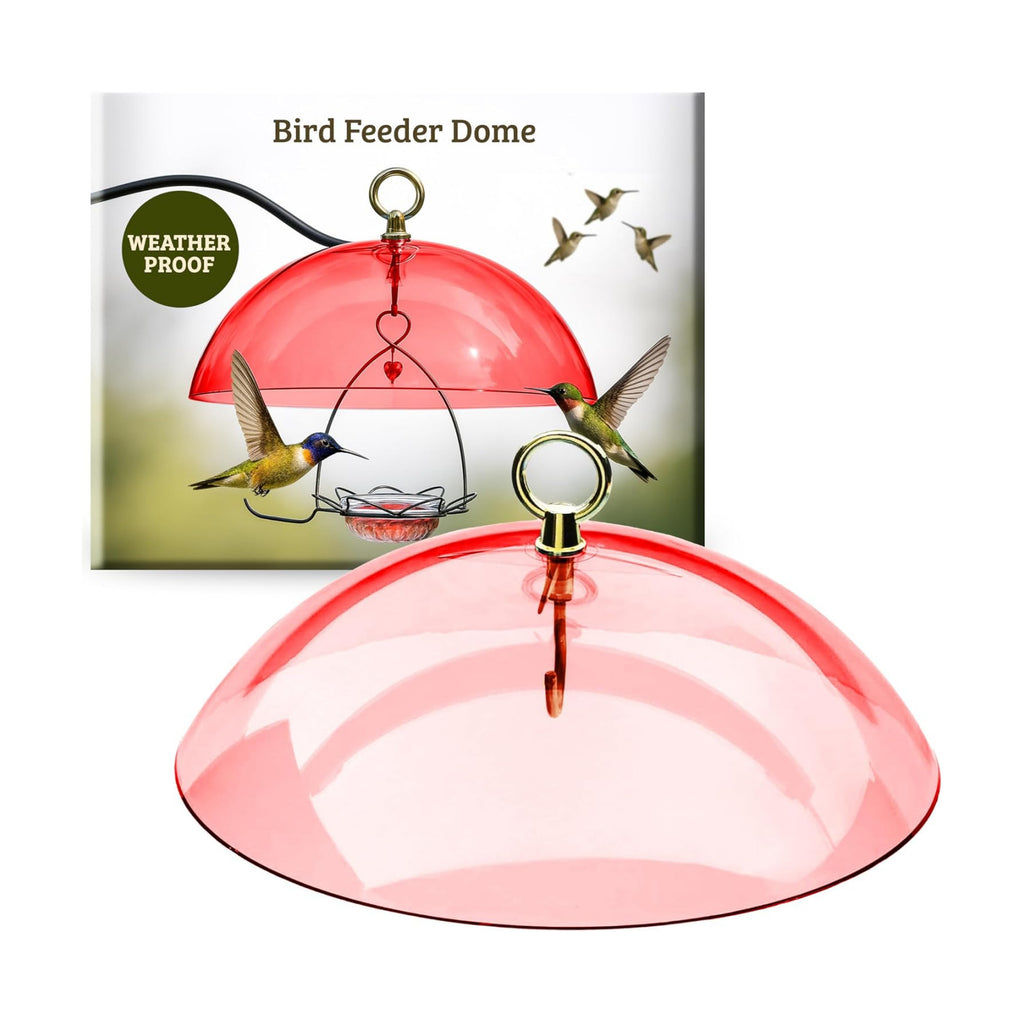 Birds Choice Red Bird Feeder Dome | 10.5" Rain Guard Cover for Hanging Bird Feeders | Outdoor Weather Guard to Help Keep Seed Dry