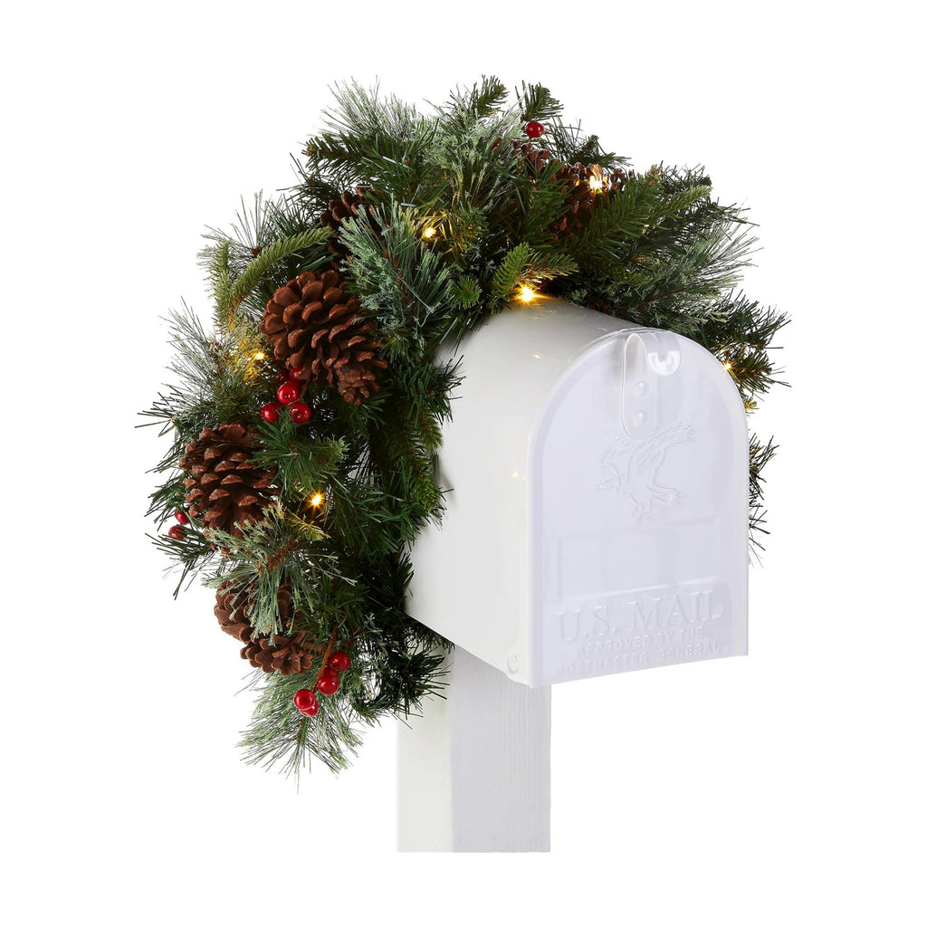 National Tree Company 36in Pre-Lit Colonial Fir Christmas Mailbox Swag