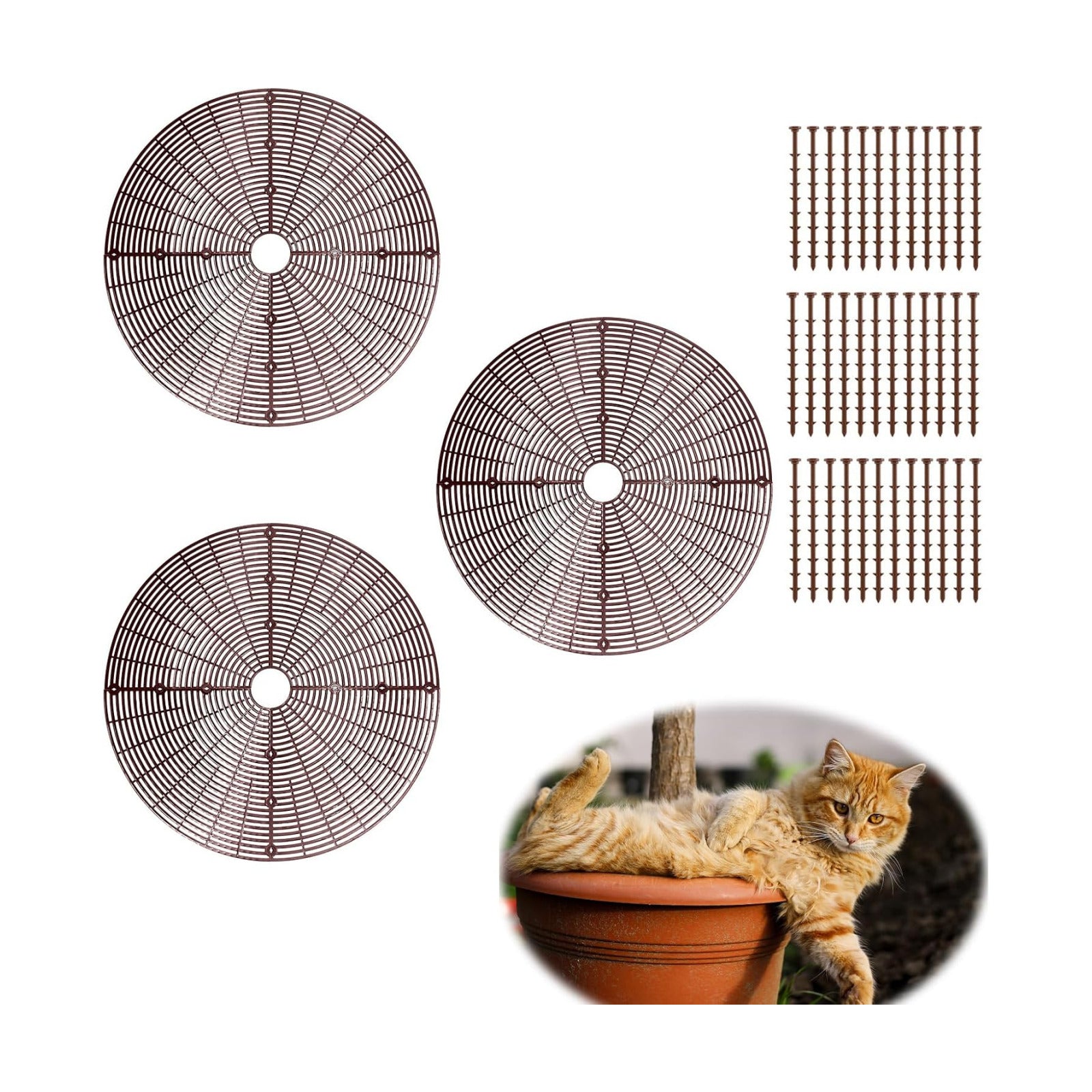 Z metnal Plant Pot Grid 20.8", 3 Pcs Cuttable Grid Plant Soil Cover, Plastic Grid Plant Pot Cover, Flower