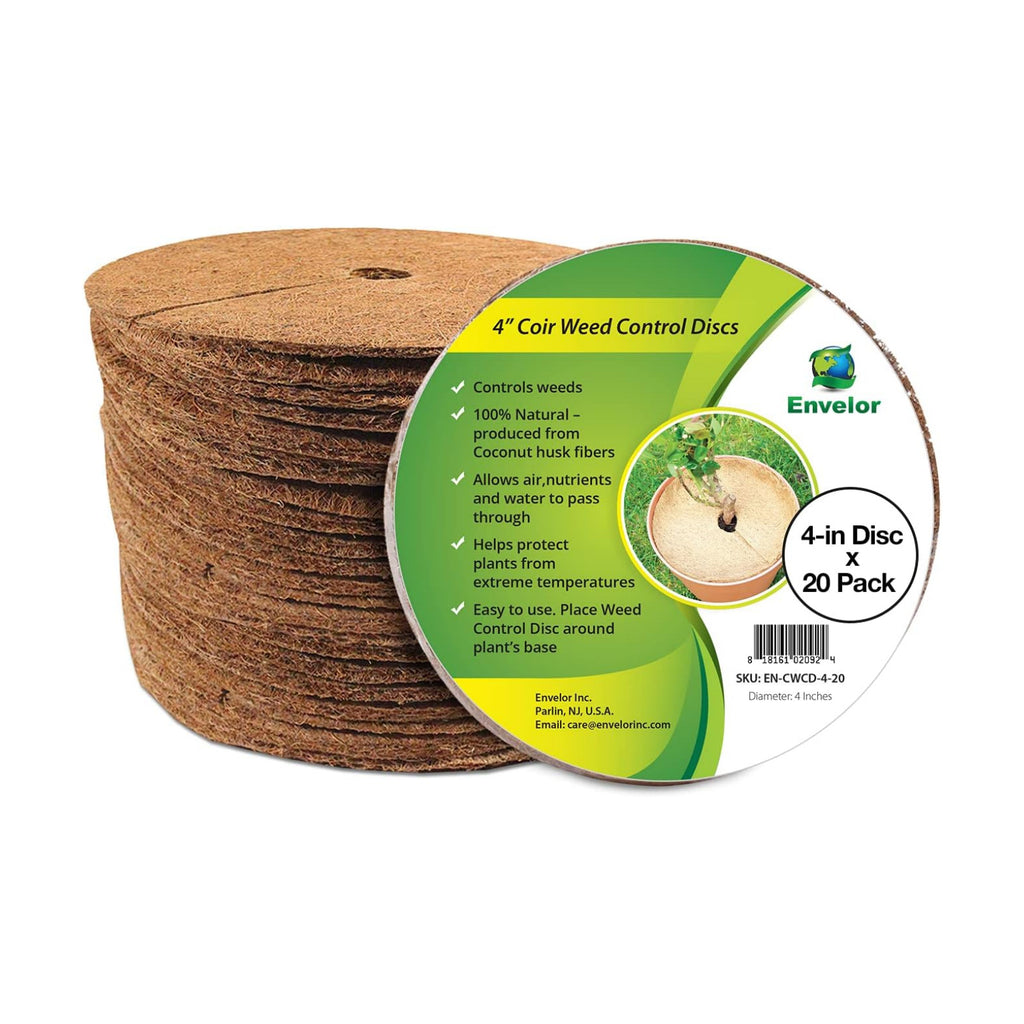 Envelor 4 in Coconut Fiber Mulch Ring 20 Pack, Plant Protector Mat
