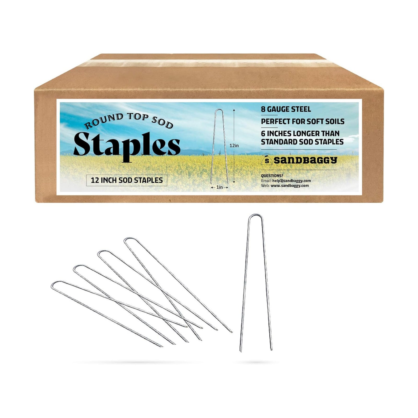 (Ship from USA) Sandbaggy 250 12" Landscape Staples (8 Gauge Steel) ~SOD Staples Garden Stakes Weed Barrier Pins