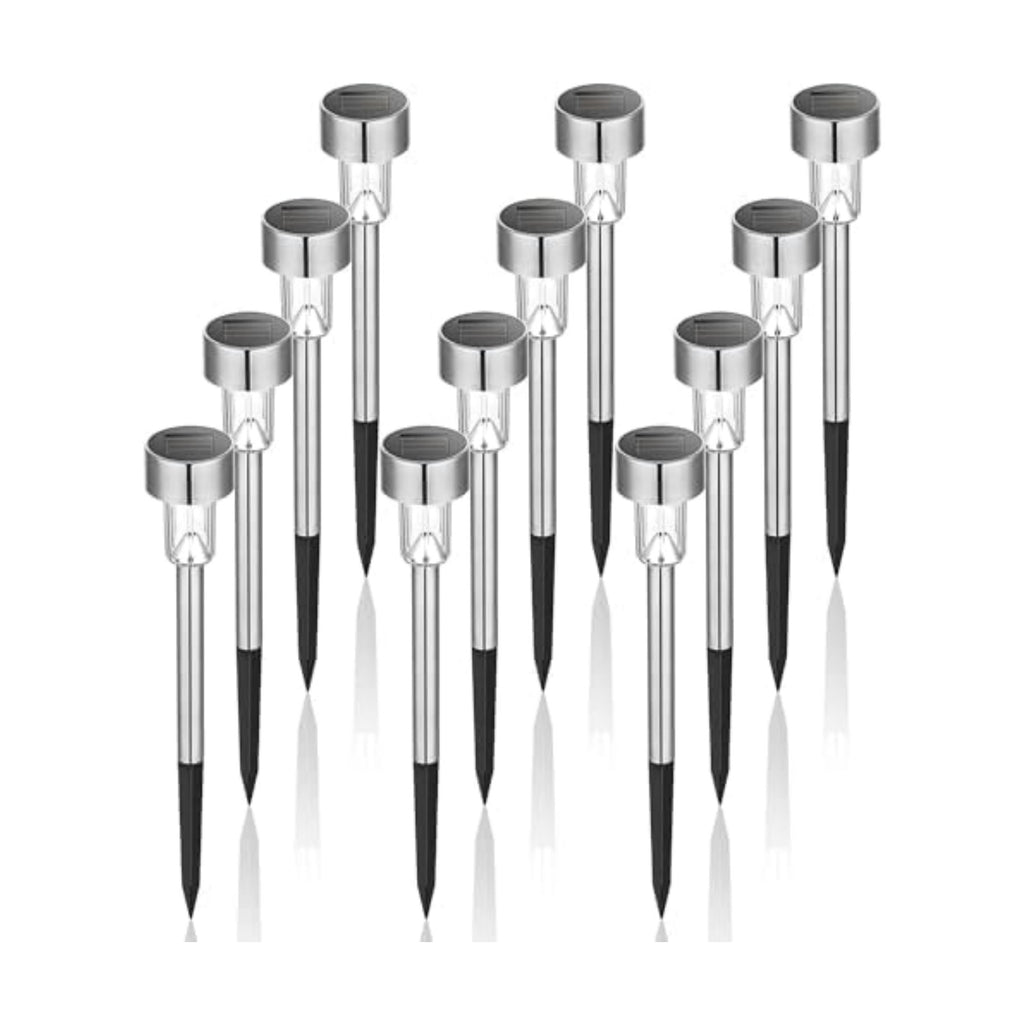 GIGALUMI Outdoor Waterproof Solar Garden Lights, 12 Pack Cold White