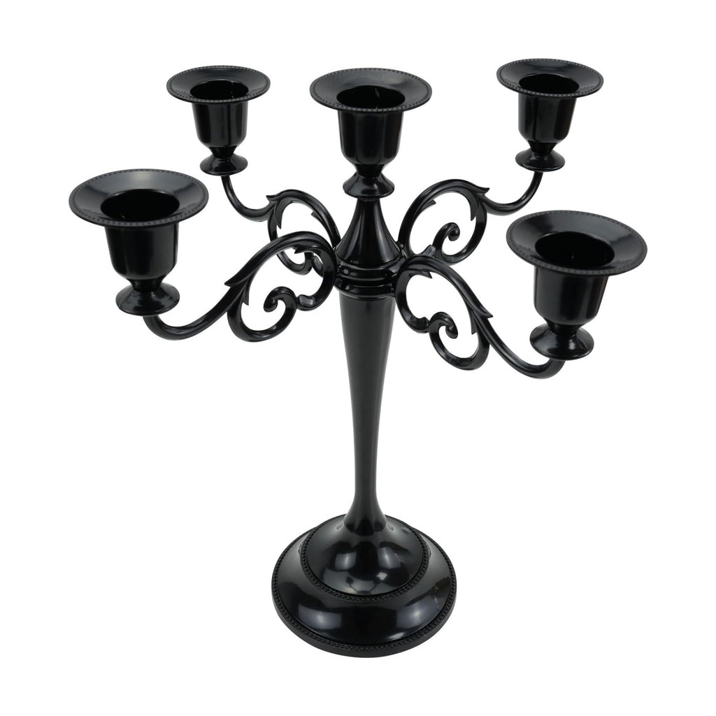 5-Arm Metal Candelabra Candle Holder Table Centerpiece, Black