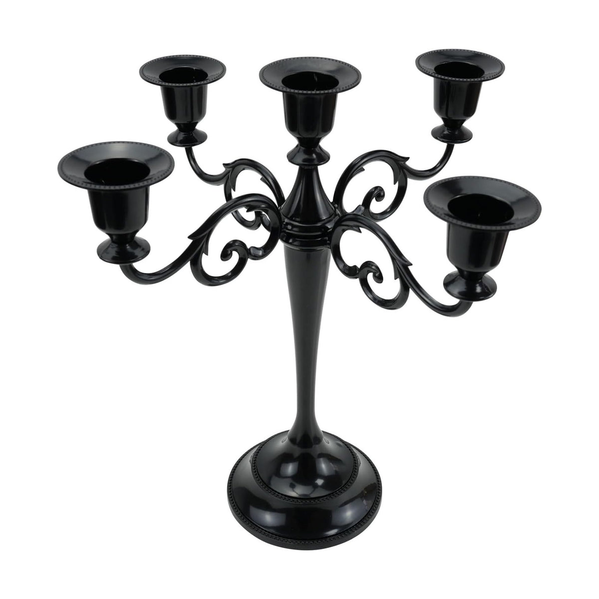 5-Arm Metal Candelabra Candle Holder Table Centerpiece, Black