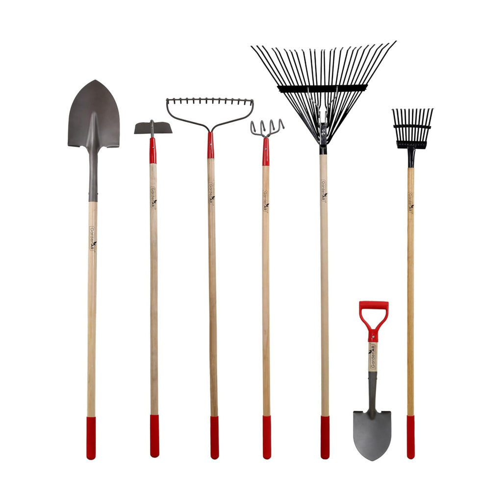 GardenAll 7-Piece Long Handle Garden Tools Set, Include Shovel Rake Hoe,Gardening Tools for Women,Lightweight Ergonomic