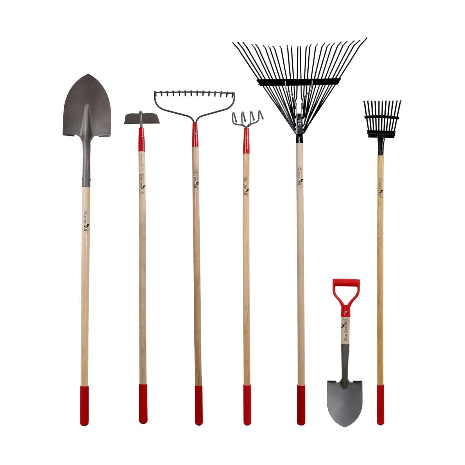 GardenAll 7-Piece Long Handle Garden Tools Set, Include Shovel Rake Hoe,Gardening Tools for Women,Lightweight Ergonomic