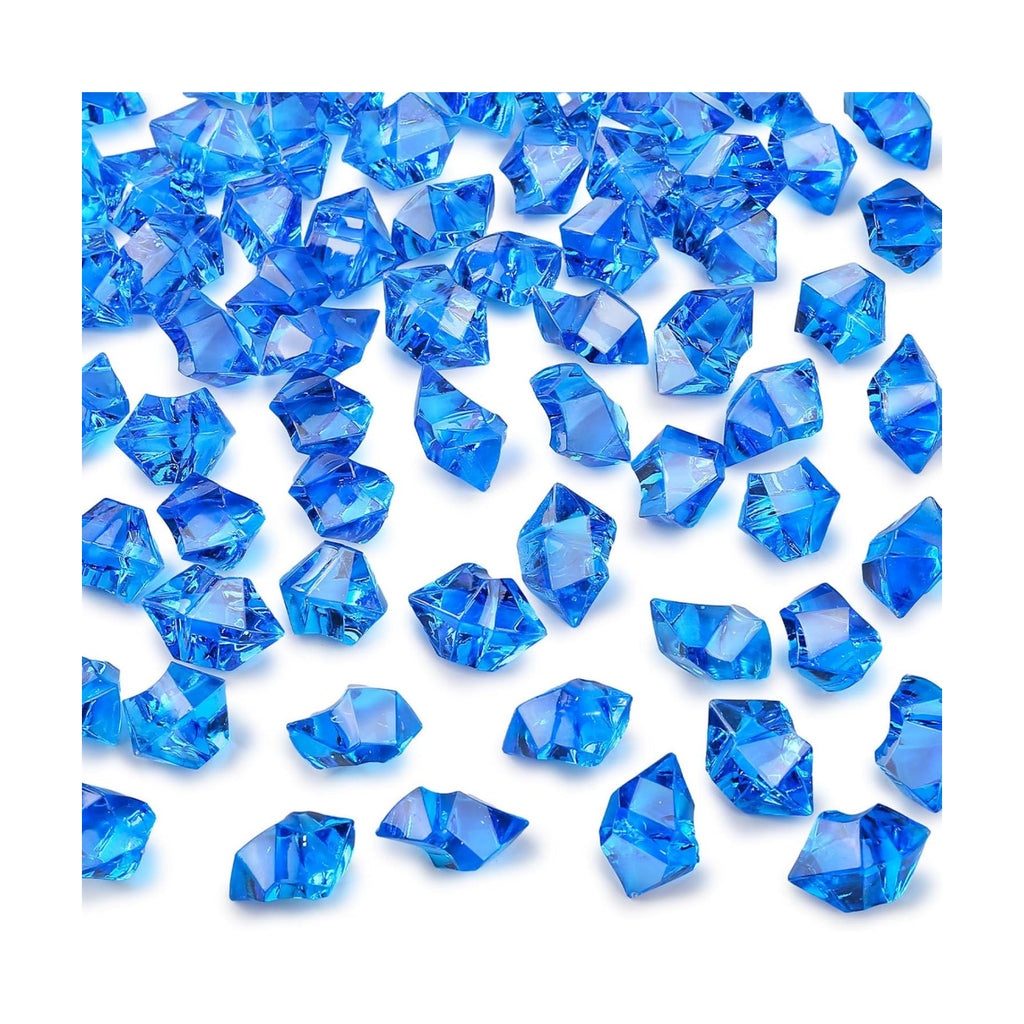DOMESTAR Royal Blue Fake Ice Rocks,150 PCS Acrylic Crystal for Vase Fillers