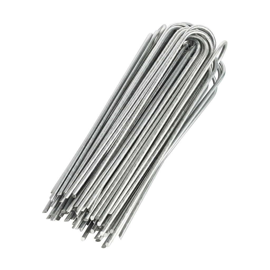 GardenMate 100-Pack Anti-Rust 8 Inch 9 Gauge Heavy-Duty U-Shaped Garden Securing Stakes/Spikes/Pins/Pegs - Hot Dipped