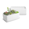 MyGift White Ceramic Succulent Planter with Drainage & Saucer, 2 Pack