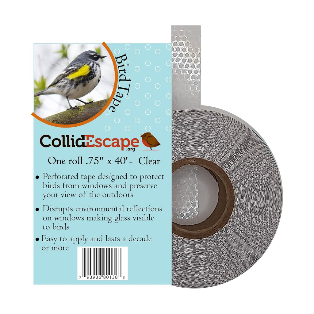 COLLIDESCAPE Spiderweb Clear BirdTape for Windows (3/4" x 40' - Covers 2 to 3 panes) | Window Bird Tape Decals to Prevent Bird Strike Prevention for Glass | Clear