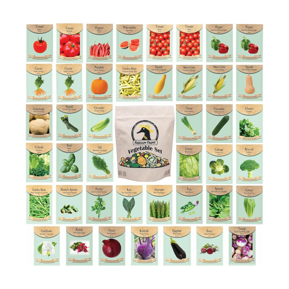 Set of 43 Assorted Vegetable & Herb Seed Packets - Over 10,000 Seeds! - Includes Mylar Storage Bag - Deluxe Garden Heirloom Seeds - 100% Non-GMO
