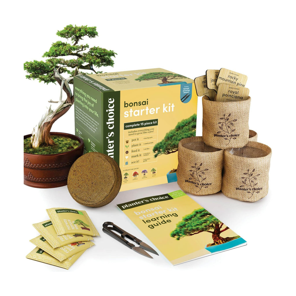 Bonsai Tree Kit for Beginners & Plant Lovers - Grow Your Own Bonsai | 4 Species Starter Kit with Burlap Pots, Shears