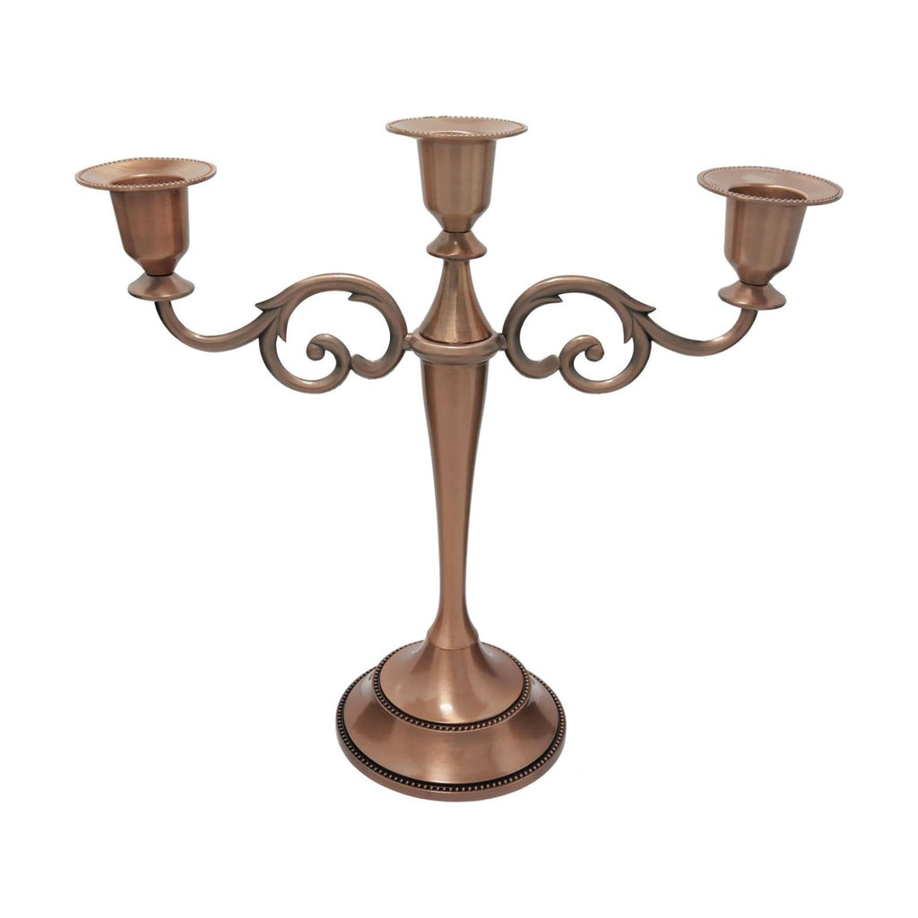 3-Arm Metal Candelabra Candle Holder Table Centerpiece, Bronze