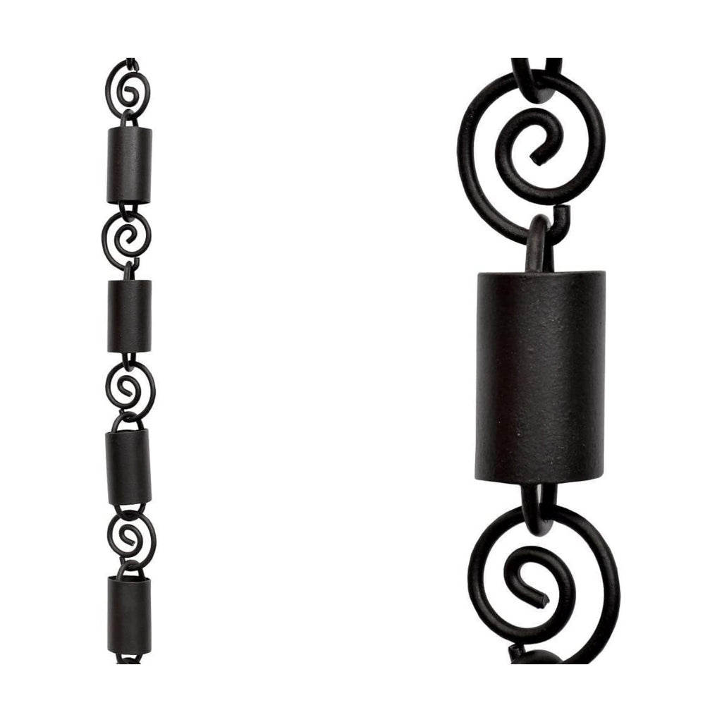 Spiral Rain Chains for Gutters 8.5ft Black