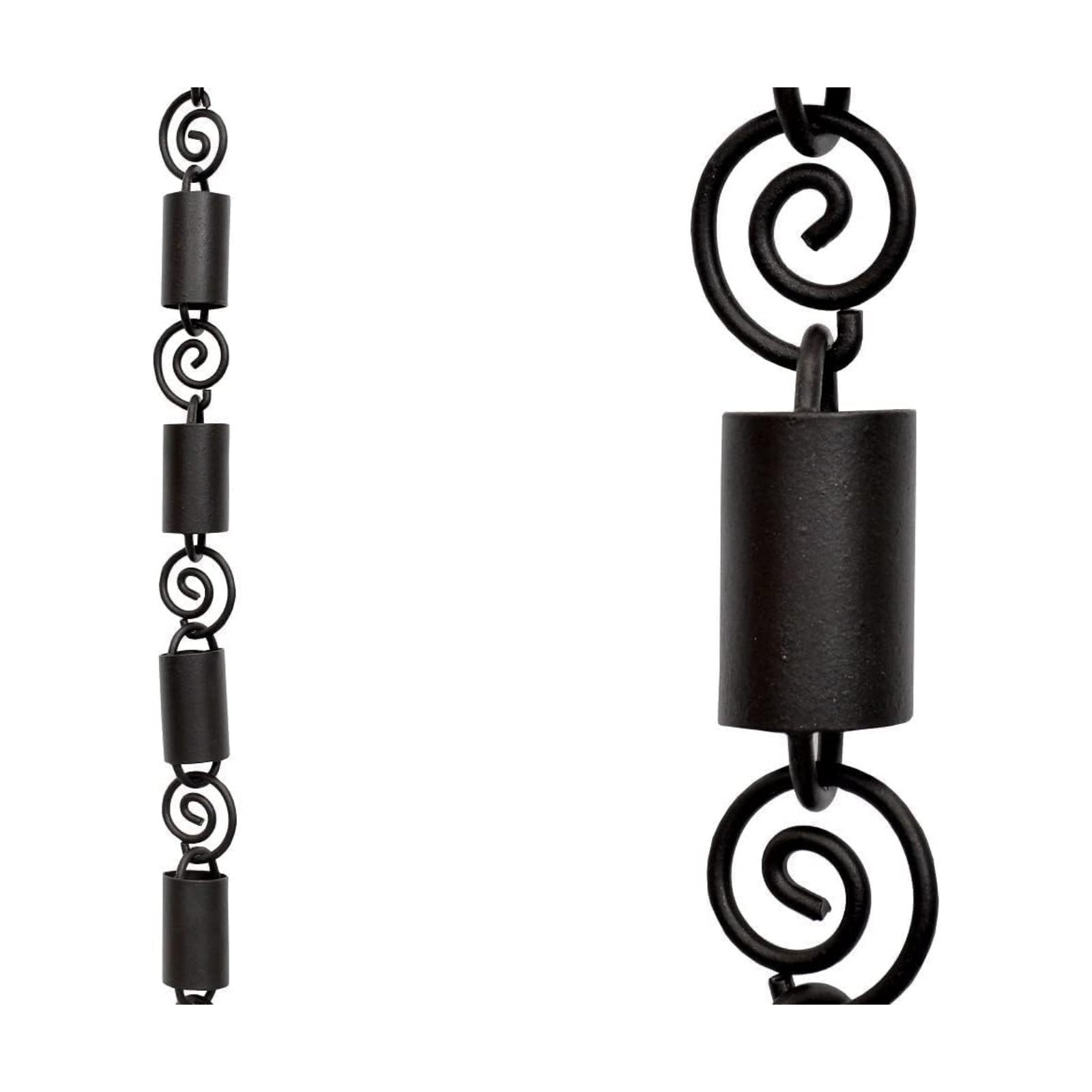 Spiral Rain Chains for Gutters 8.5ft Black