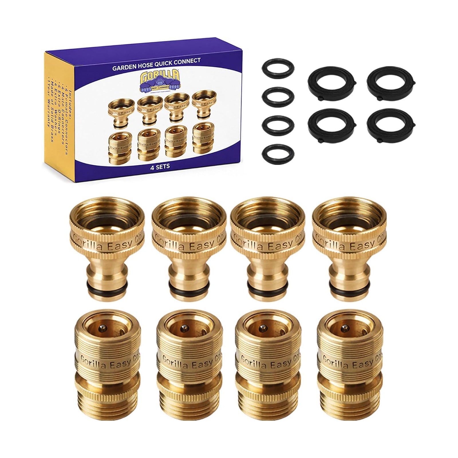 Garden Hose Quick Connect Fittings ¾ Inch GHT Solid Brass Leak Proof to 200 PSI Heavy Duty