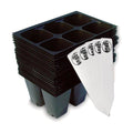 Seed Starter Trays, 144 Cells (24 Trays - 6 Cells Per Tray) + Plant Stakes