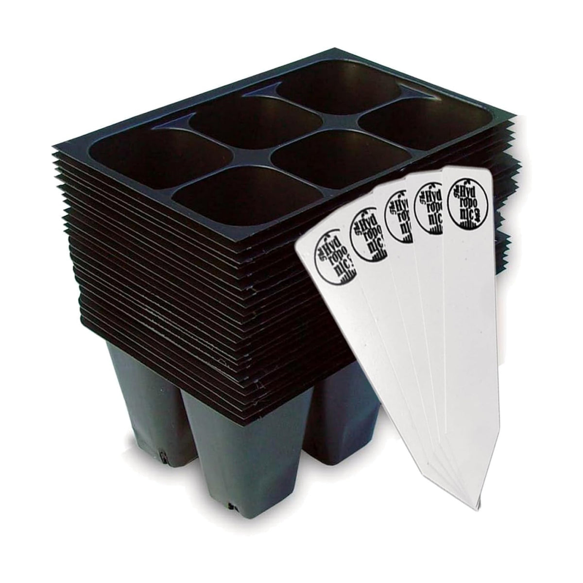 Seed Starter Trays, 144 Cells (24 Trays - 6 Cells Per Tray) + Plant Stakes