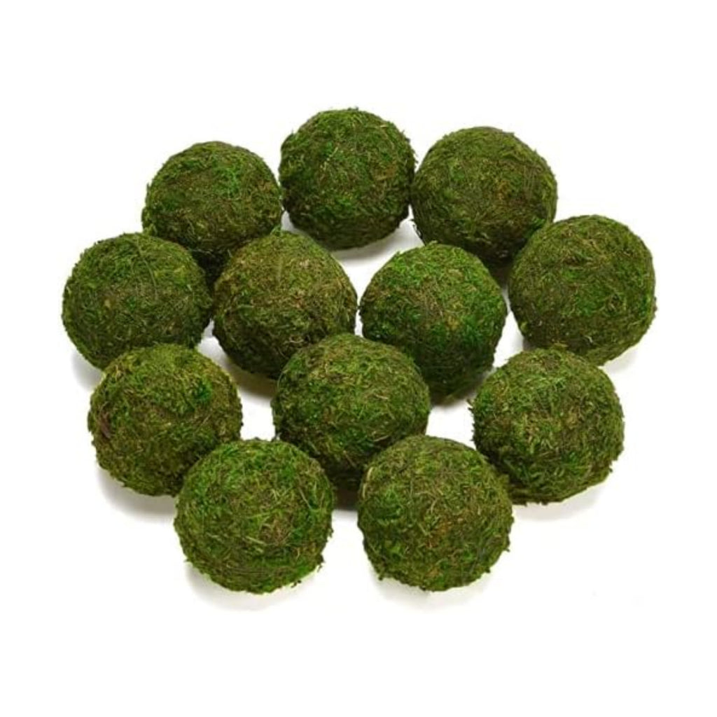 BYHER Natural Green Moss Decorative Ball,Handmade (3.5"-Set of 6)
