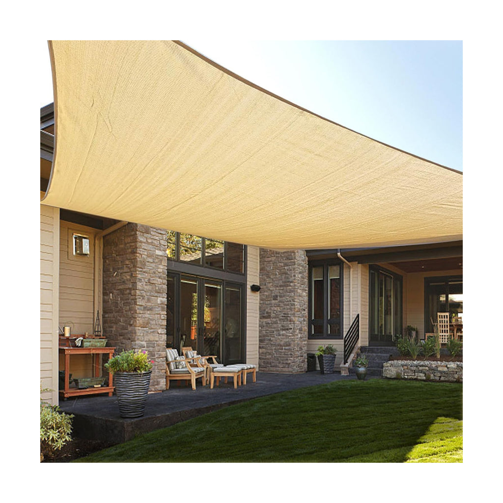 LOVE STORY 12' x 16' Rectangle Sun Shade Sail for Outdoor Patio, Sand | HDPE Fabric, 95% UV Block, Breathable Sunshade