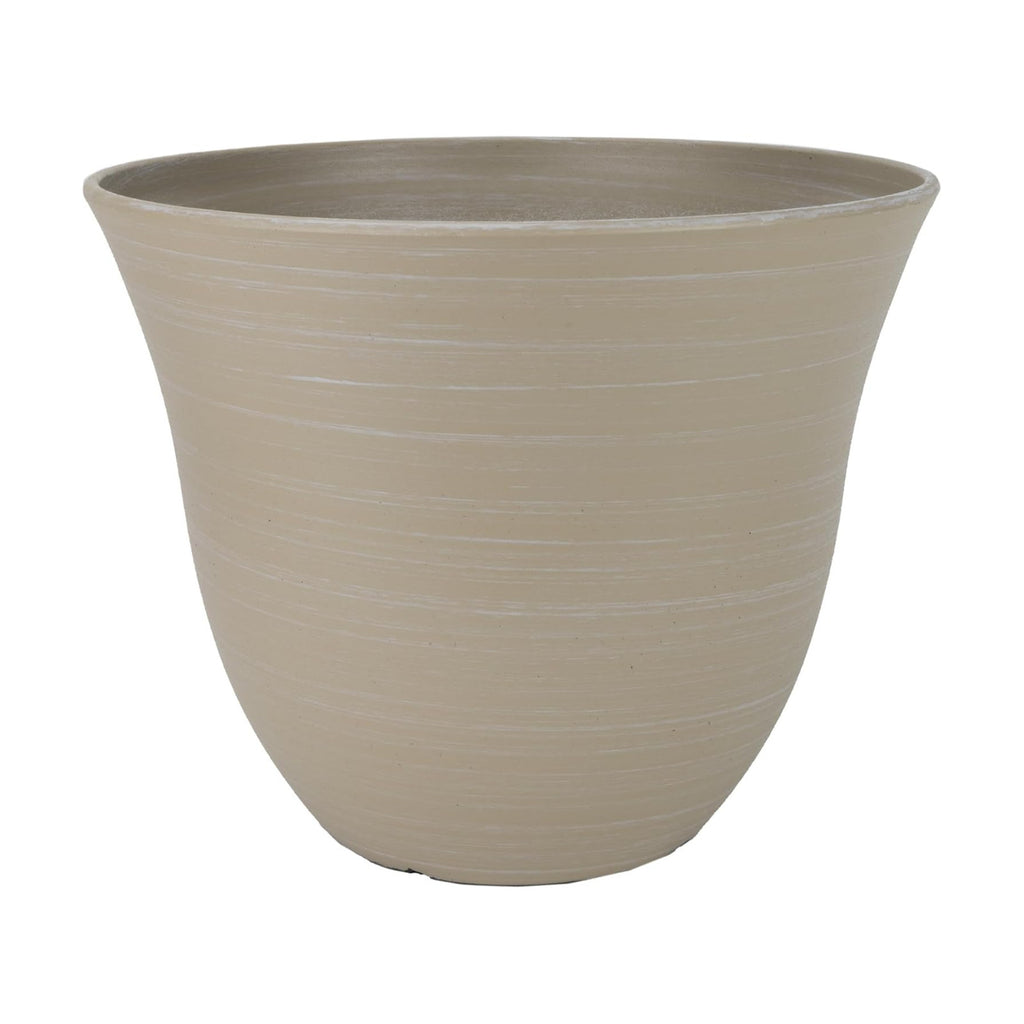 Honeysuckle Resin Planter, Durable Garden Pot, 13" Grained Beige | Hand-Painted Finish Plant Pots, Lightweight Indoor