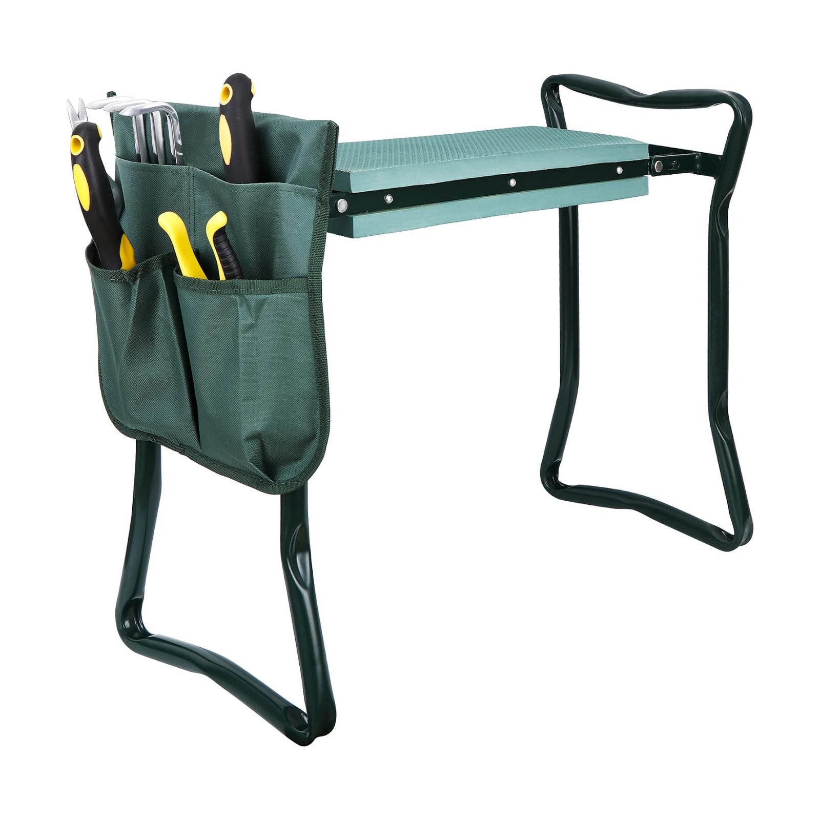 Folding Garden Kneeler Seat Garden Bench Stool with Handles, Multi-use Pouch, Heavy Duty Yard Gardening Chair with Soft
