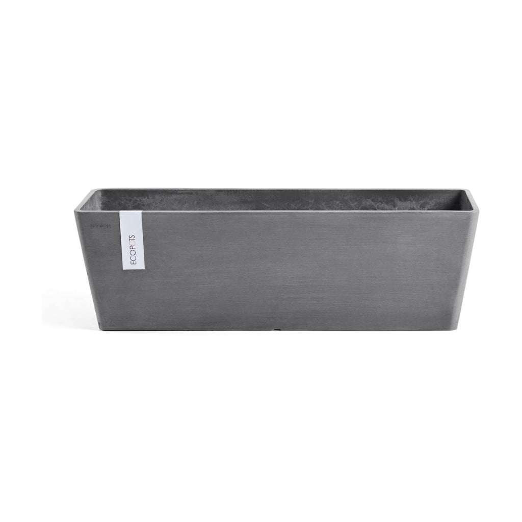 Ecopots Bruges Rectangular Flower Planter, Grey, 21.5" | Modern Style, Durable Recycled-Based Composite Construction