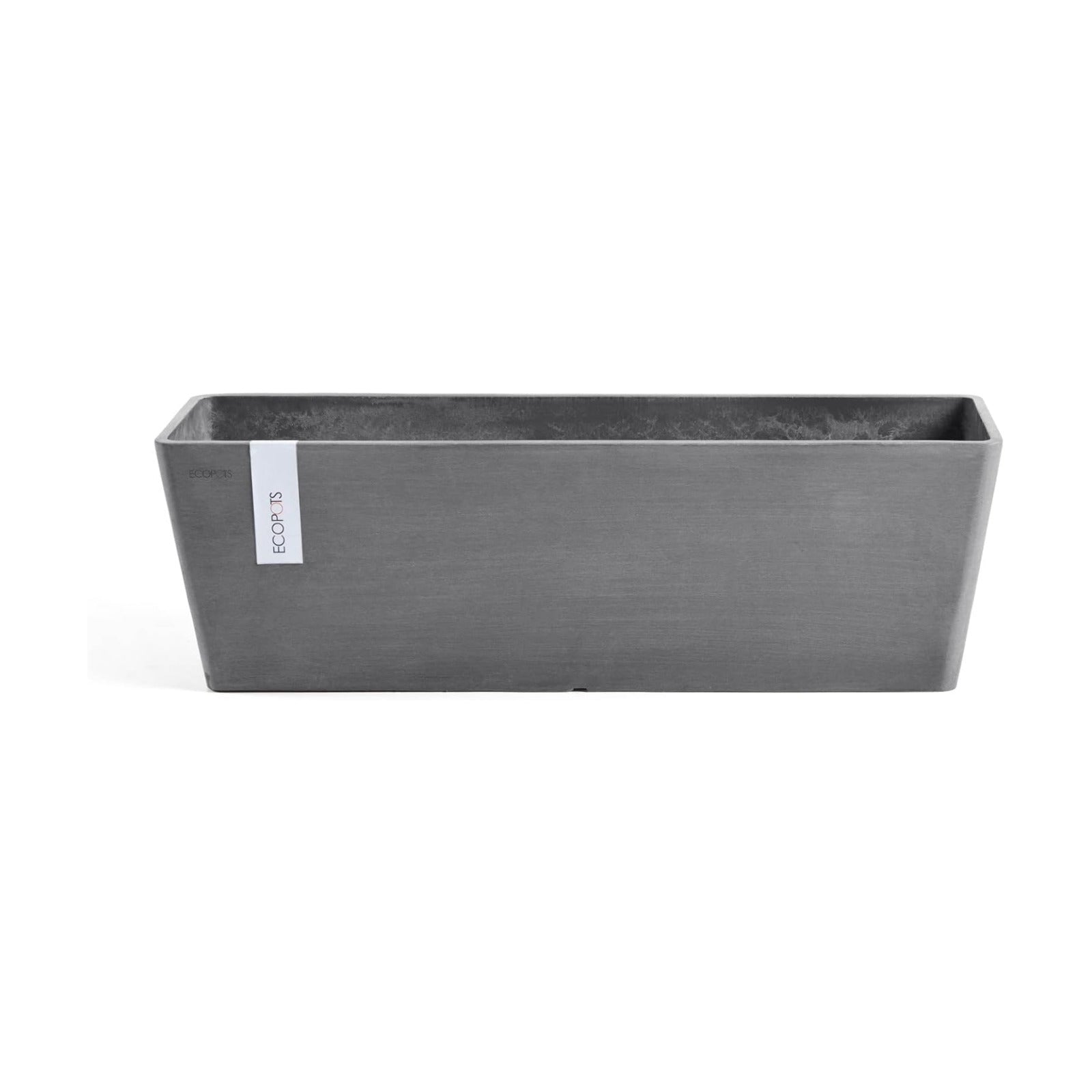 Ecopots Bruges Rectangular Flower Planter, Grey, 21.5" | Modern Style, Durable Recycled-Based Composite Construction