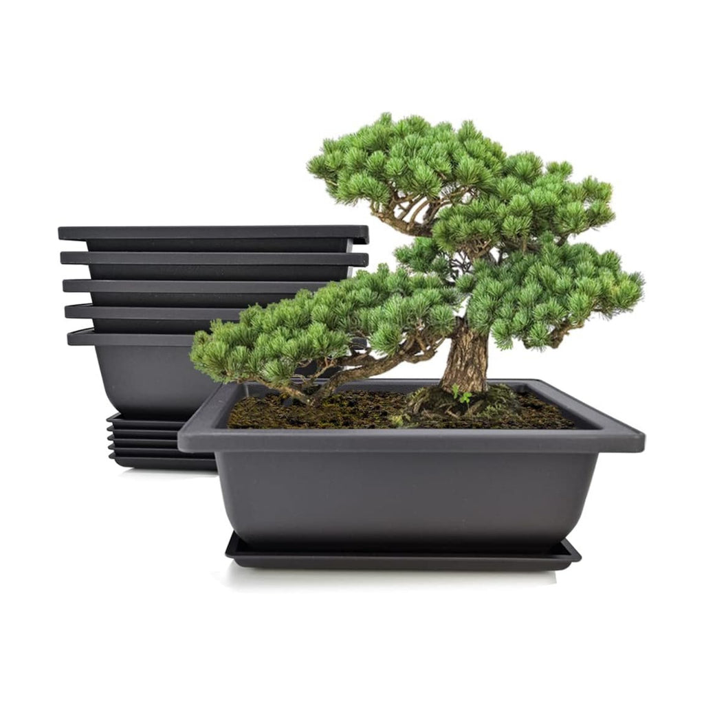 MUZHI 6PCS/Pack Retro Style Basin Larger Plastic Flower Pot Planters 8.9 Inch Bonsai Plant Bowl Nursery Pots Plastic
