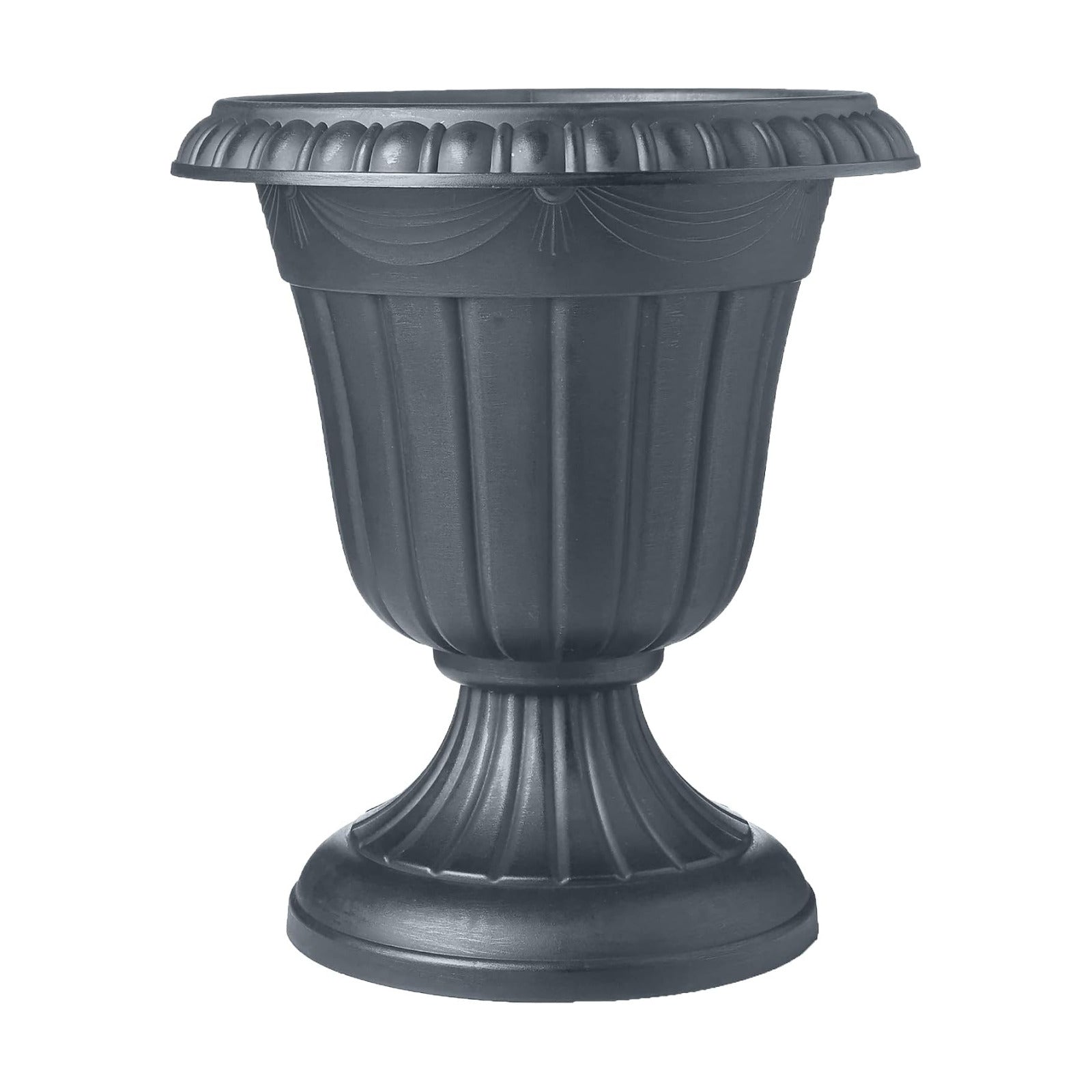 Arcadia Garden Products PL00GY Classic Traditional Plastic Urn Planter Indoor/Outdoor, 16" x 18", Gray