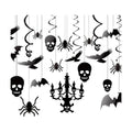 KUUQA Halloween Hanging Decorations Ceiling Decoration of Chandelier Bat Crow Spider Skull for Haunted House Decoration, Set of 20