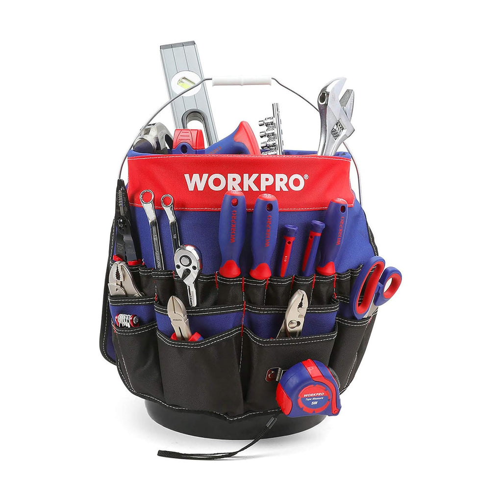 WORKPRO Bucket Tool Organizer with 51 Pockets Fits for 3.5-5 Gallon Bucket | Perfect for Garden, Construction