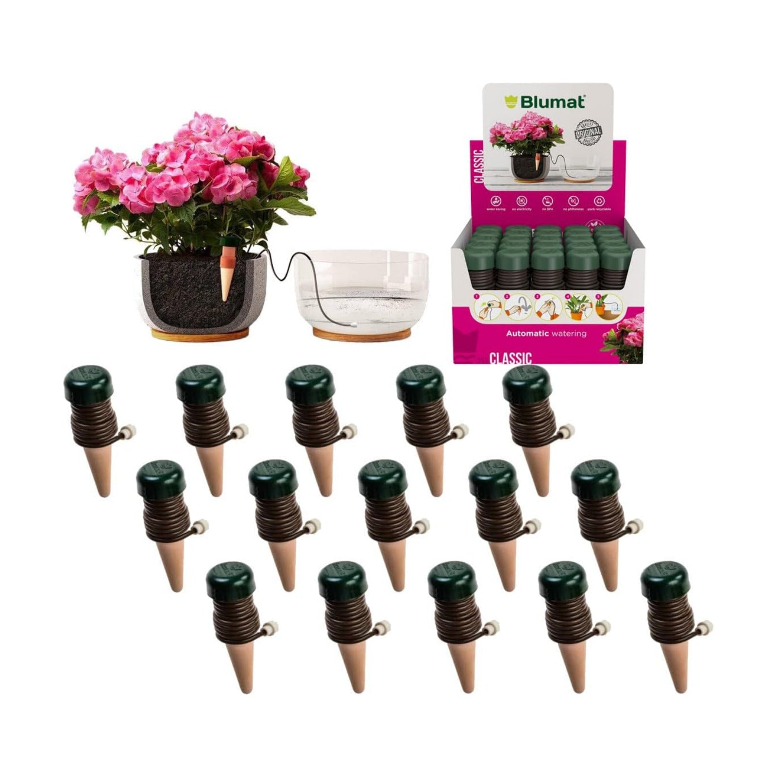 Blumat Classic Self-Watering Stakes - Prevents Overwatering and Underwatering for Healthy Growth While You are Away