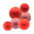6-Pack Red Party Decorations, Hanging Paper Fans Wall Decor