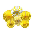 6-Pack Yellow Party Decorations, Hanging Paper Fans Wall Decor