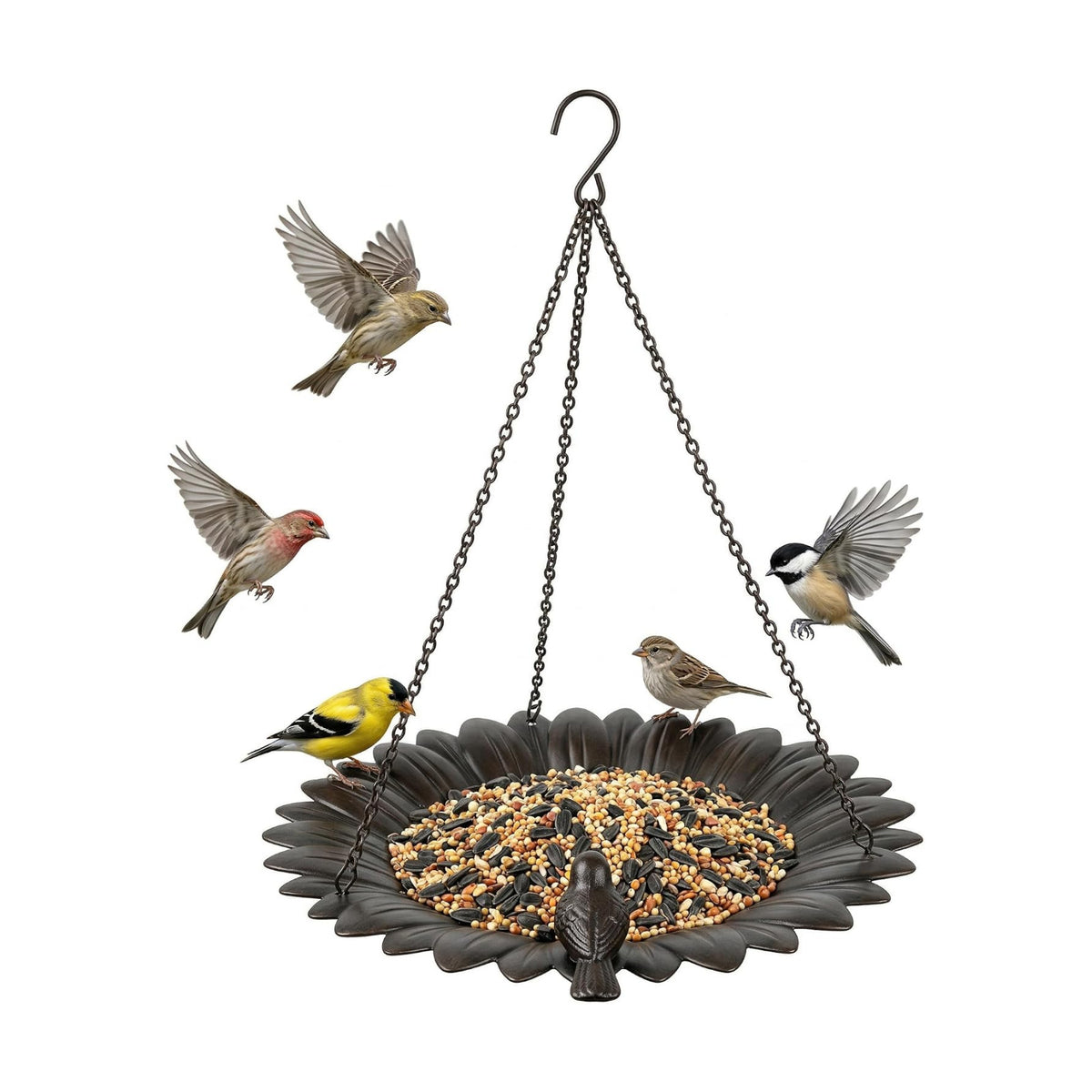 Topadorn Hanging Bird Feeder Tray, Sunflower Platform Feeder for Outside