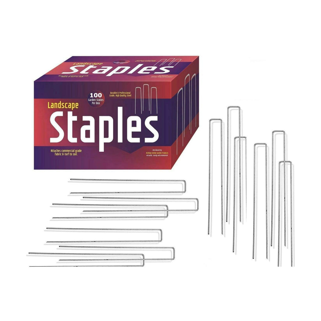 Ashman Galvanized Garden Stakes Landscape Staples: 100 Pack 12 Inch Sod and Fence Stake - Sturdy Rust Resistant