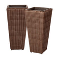 62501 Alto Wicker All-Weather Planter Set with Liners Tall Plant Decor Box for Outdoors Patio Herb Garden Furnishings