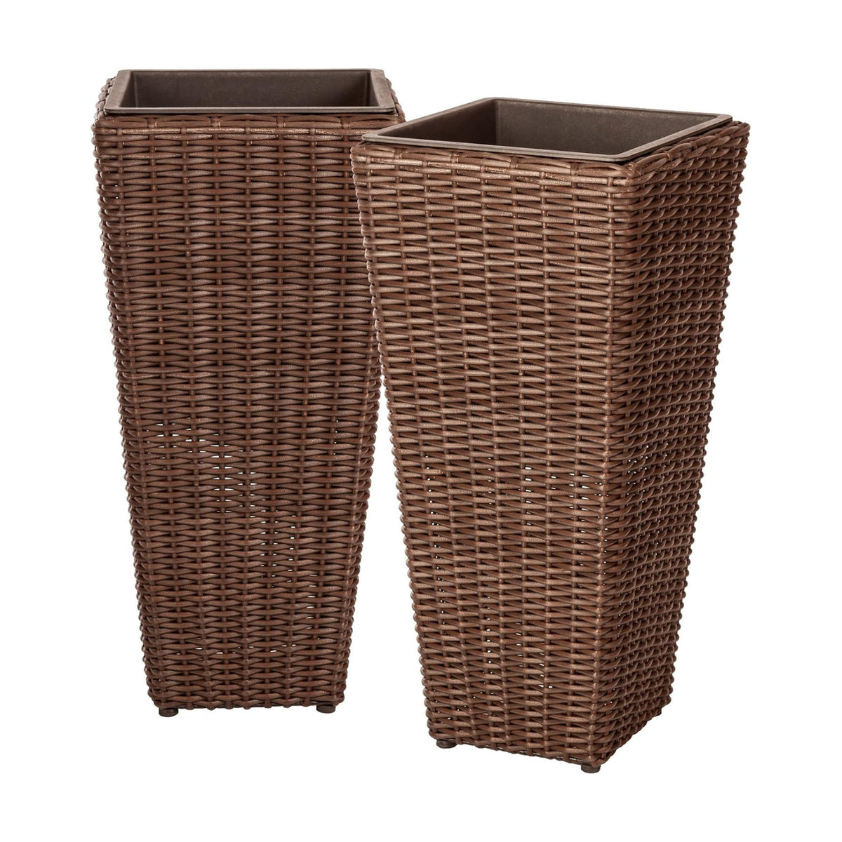 62501 Alto Wicker All-Weather Planter Set with Liners Tall Plant Decor Box for Outdoors Patio Herb Garden Furnishings