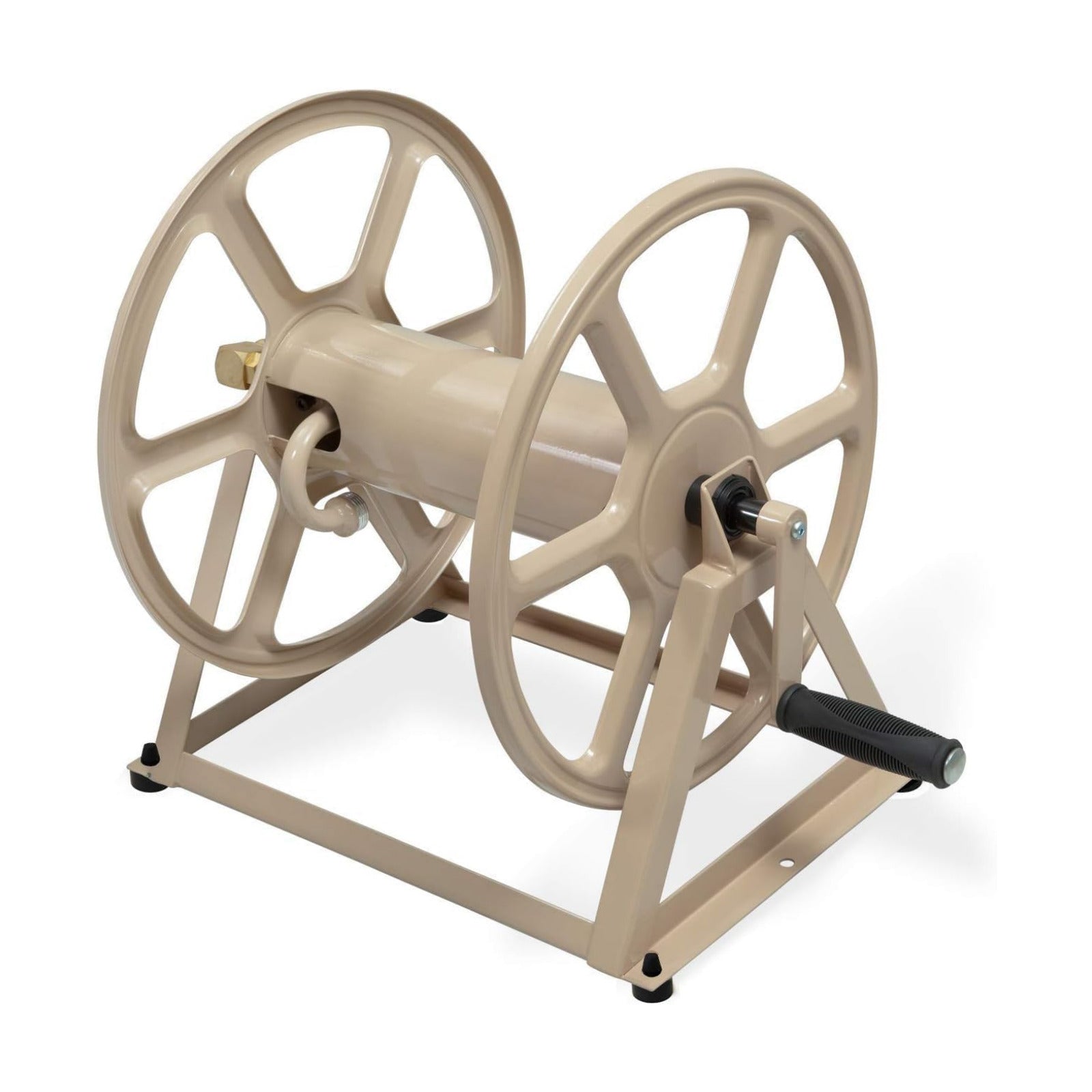 Liberty Garden 709 Steel Wall/Floor Mounted Hose Reel, Holds 200-Feet of 5/8-Inch Hose - Tan, 17.6 x 22 x 15