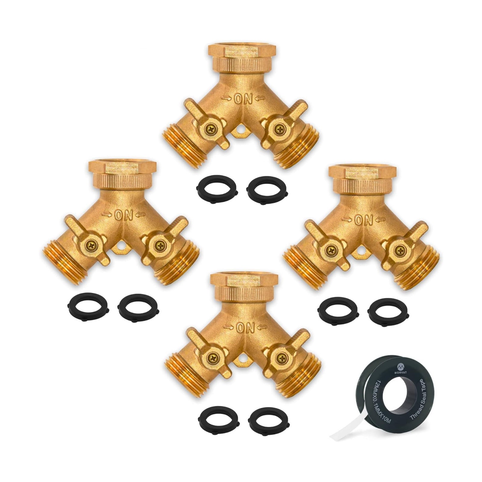Brass Heavy-Duty Garden Hose Water Splitter | LEAD-FREE 2-Way Y Splitter for Water Spigot & Faucet | Manifold Connector